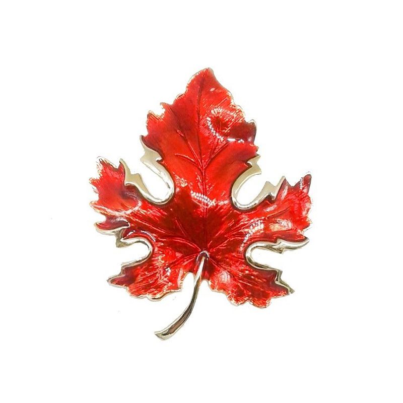 Large Maple Leaf Pin with Gold edging and Red Resin - Click Image to Close